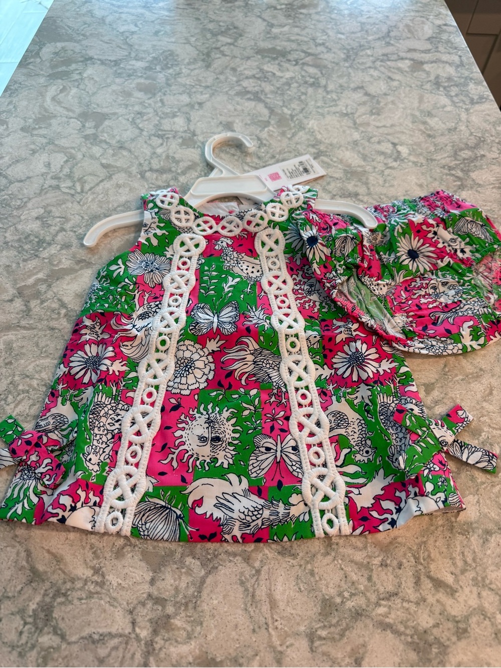 NWT Lilly Pulitzer Baby Lilly Shift Dress Lil Chicken Check 6-12M